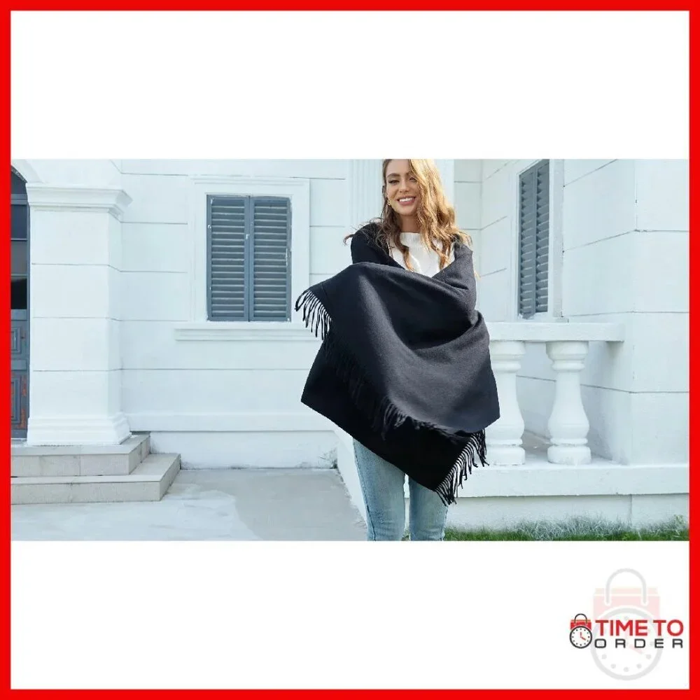 Large Winter Wool Scarf Shawl Wrap - Super Soft Warm Pashmina Travel